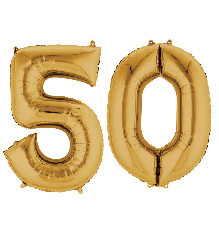Balonek "50" - zlatý