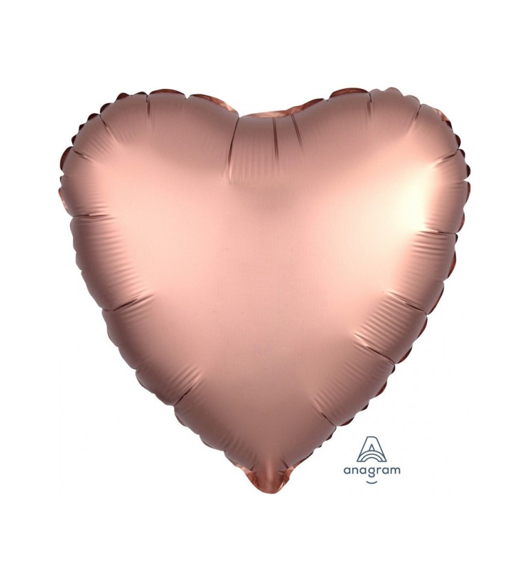 Fóliový balónek ve tvaru srdce - růžové zlato