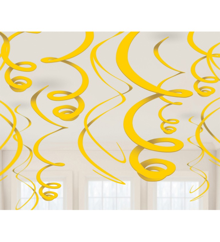Dekorace - žluté spirály (12 ks)