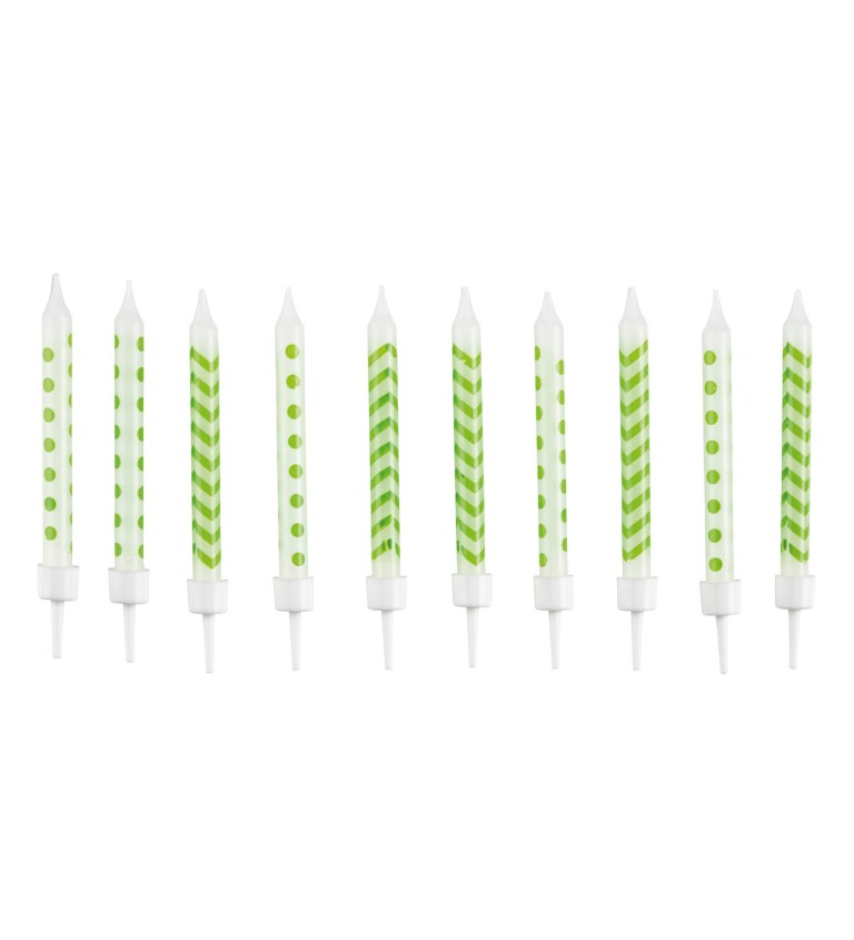 Narozeninové svíčky zelené puntíky a vlnky