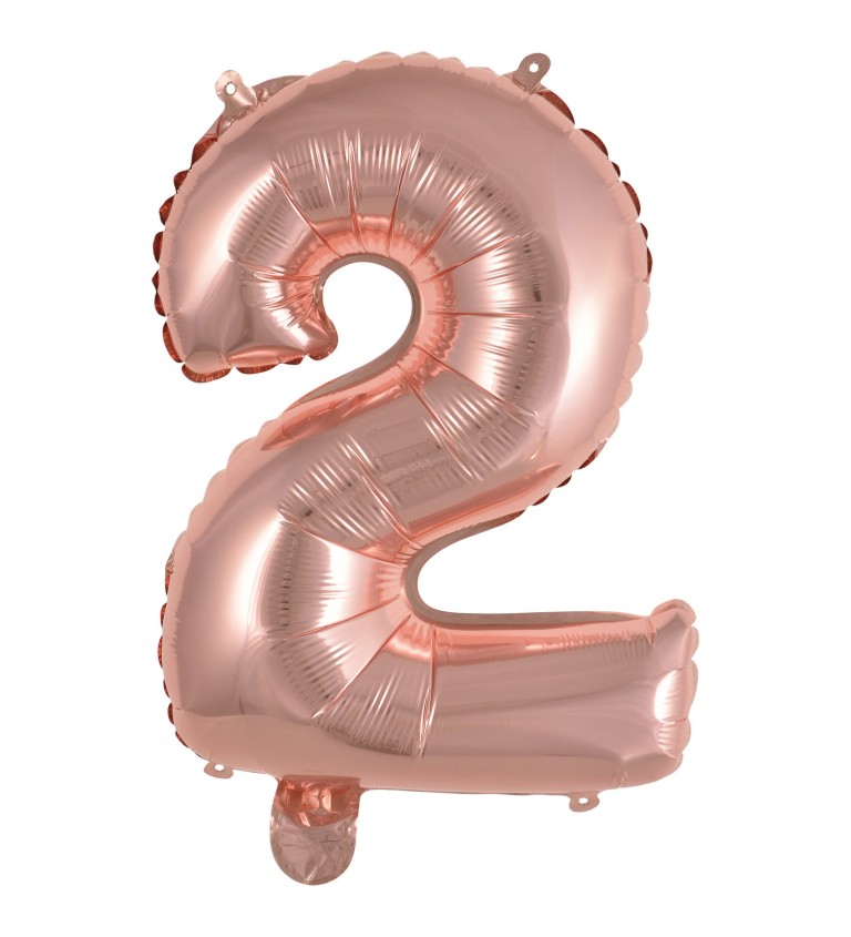 Mini fóliový balónek číslo 2 růžové zlato