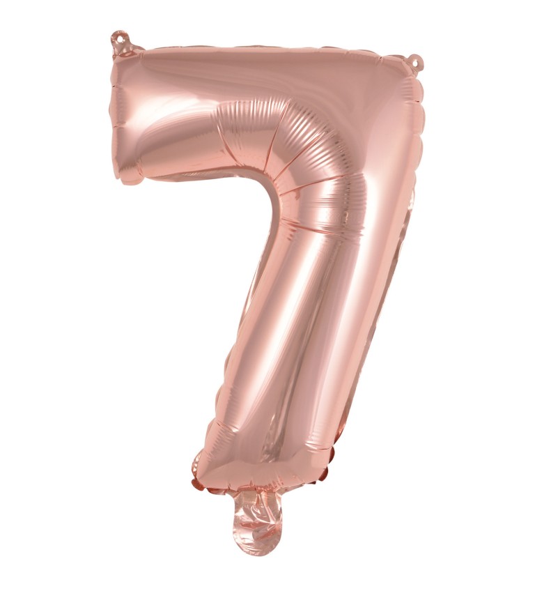 Mini fóliový balónek číslo 7 růžové zlato