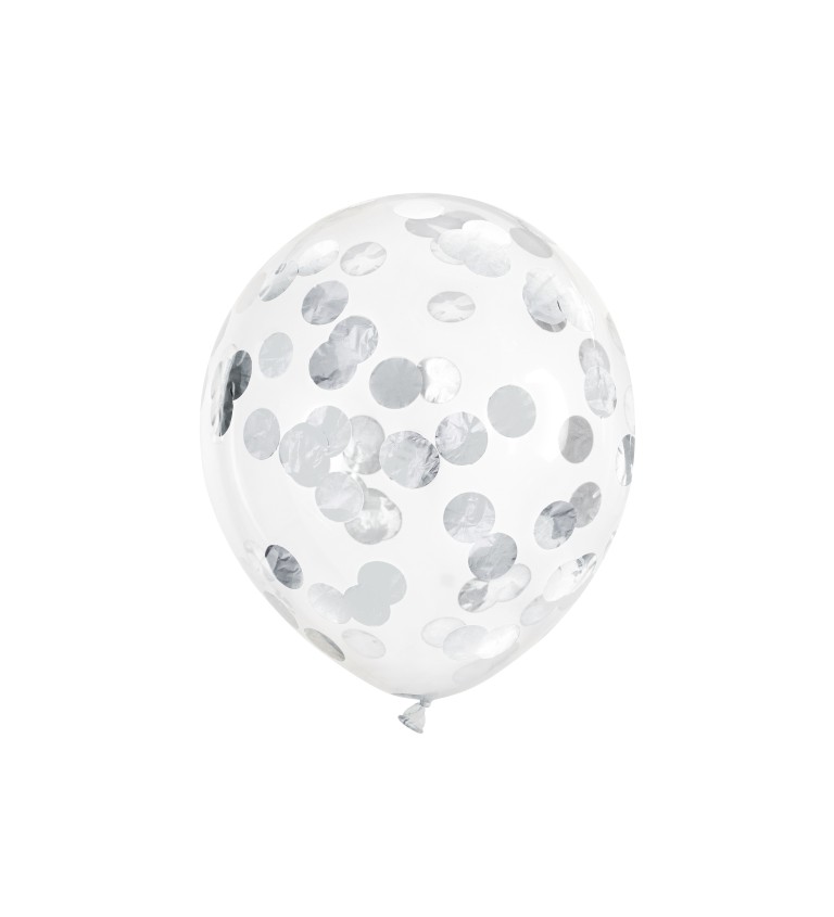 Balónek se stříbrnými konfetami sada
