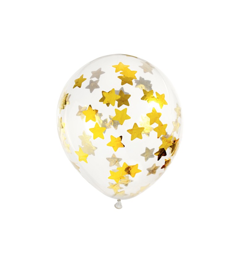 Balónek se zlatými hvězdičkovými konfetami sada