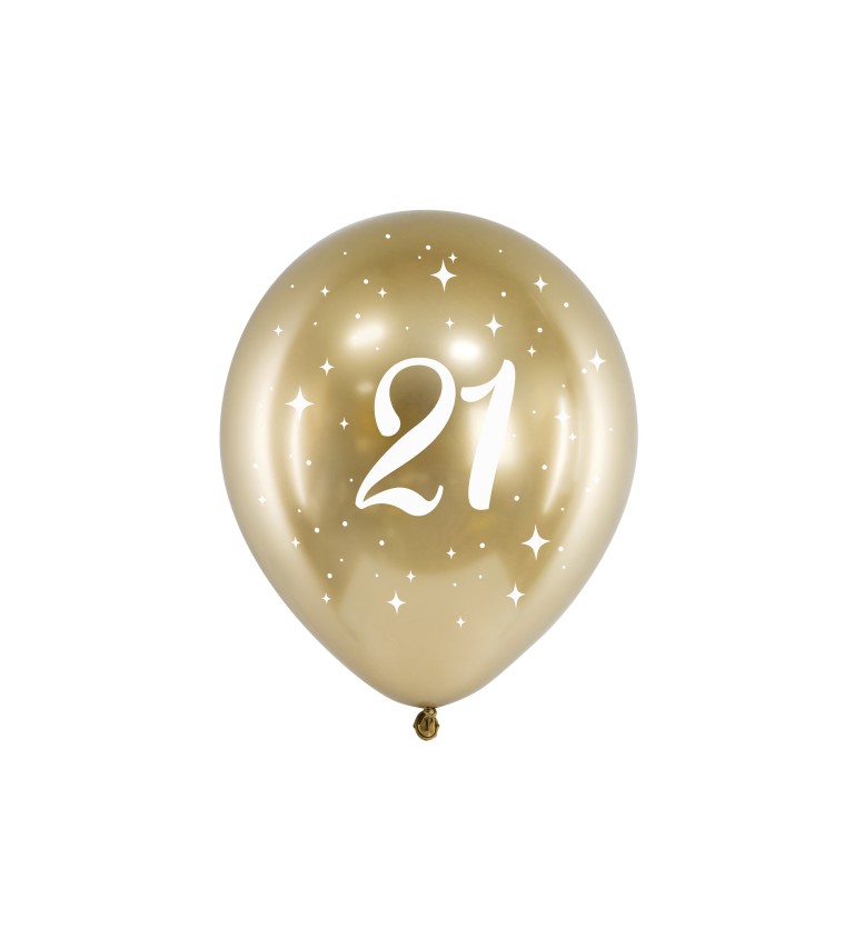 Lesklý zlatý balónek 21 sada
