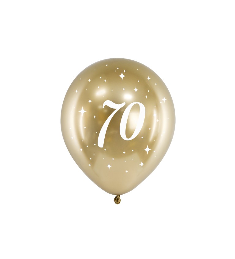 Lesklý zlatý balónek 70 sada
