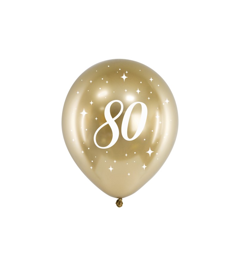 Lesklý zlatý balónek 80 sada