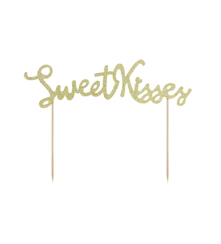 Ozdoba na dort - Sweet Kisses zlatá