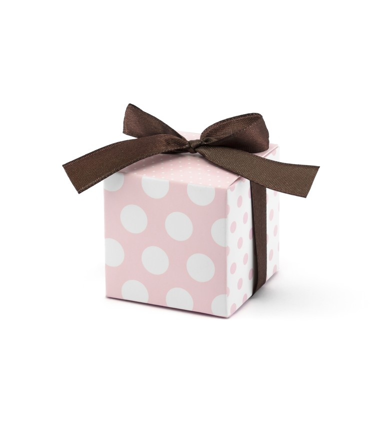Dárková krabička růžová s puntíky - 10 ks