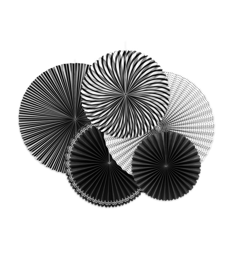 Dekorativní rozeta - černo-bílá 5 ks