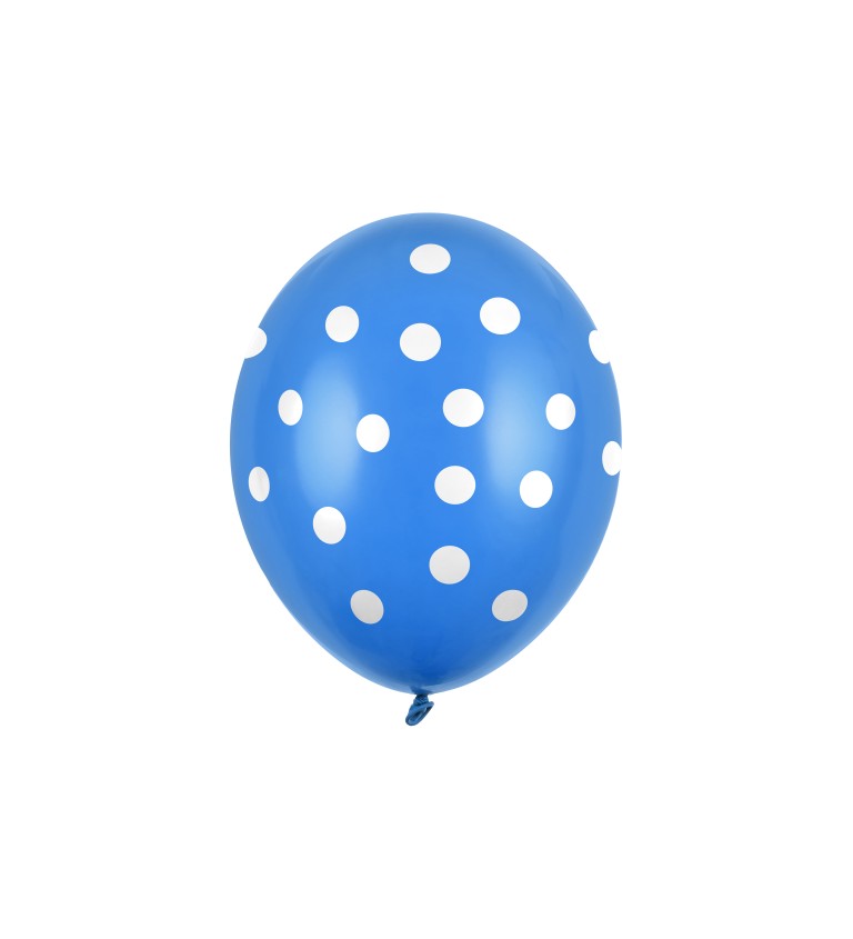 Sada modrých balónků bílé puntíky 6 ks