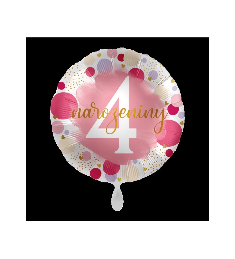 Fóliový balonek 4. narozeniny růžový