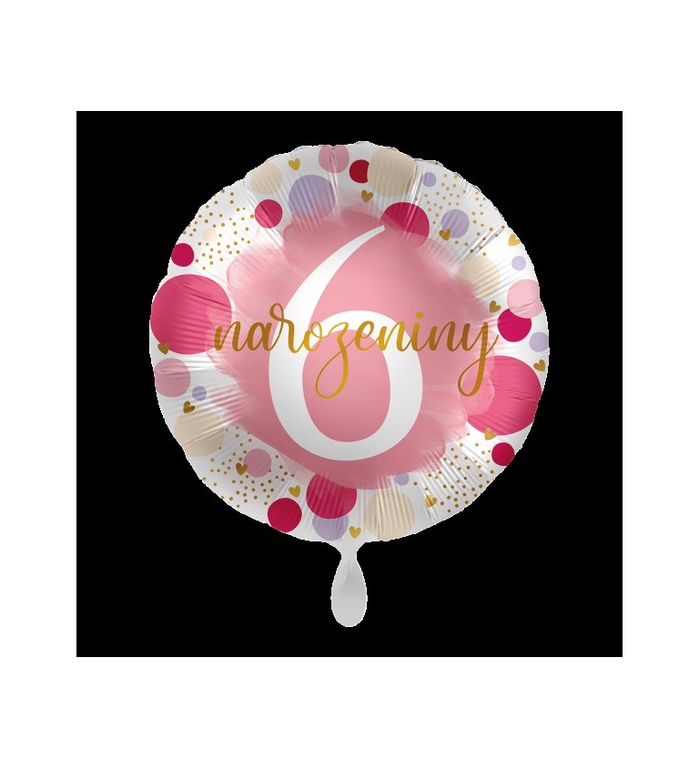 Fóliový balonek 6. narozeniny růžový