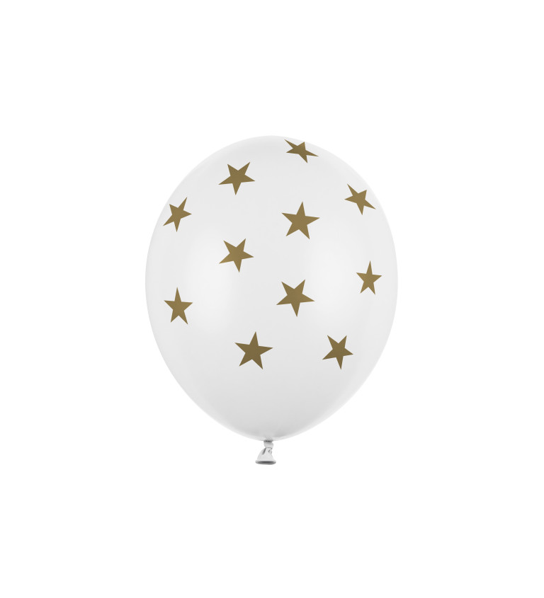 Balonky - bílé se zlatými hvězdami