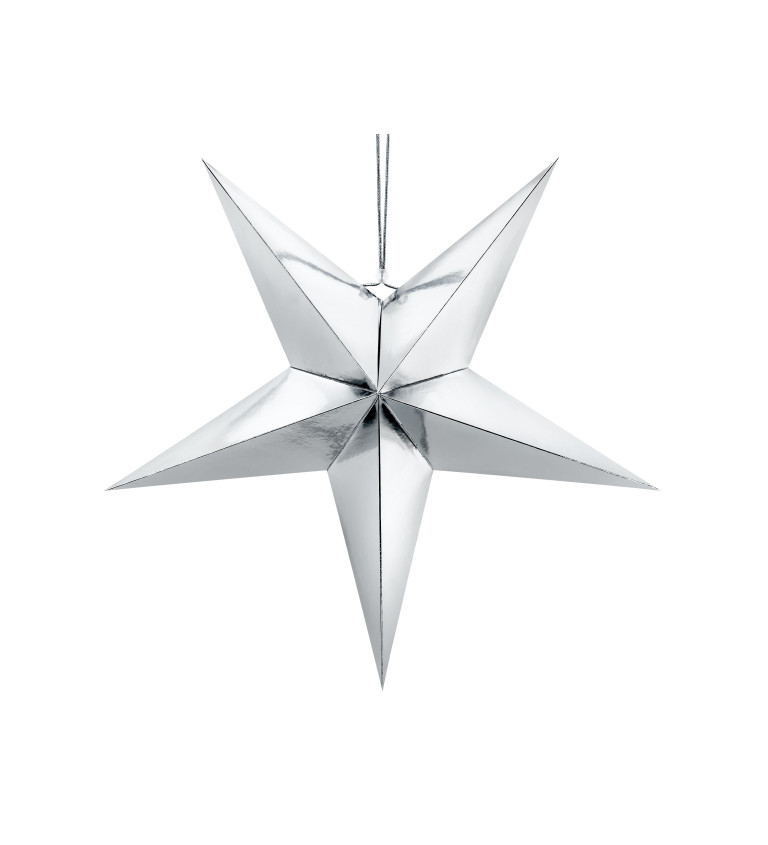 Dekorace - hvězdička stříbrná 70 cm