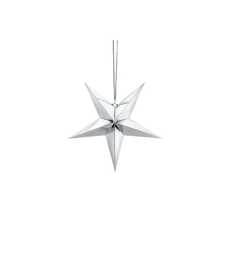 Dekorace - hvězdička stříbrná 30 cm