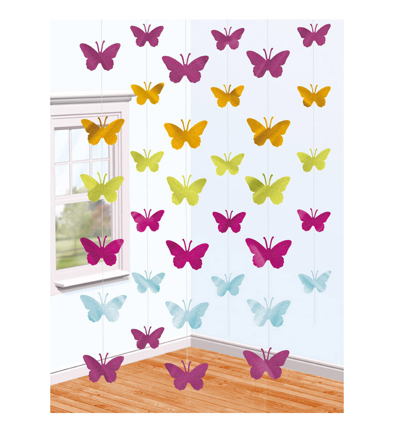 Barevná závěsná dekorace - motýlci