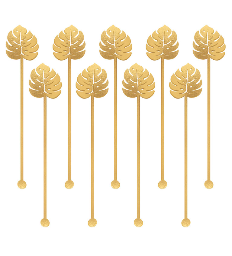 Zlaté plastové míchátka - palmový list