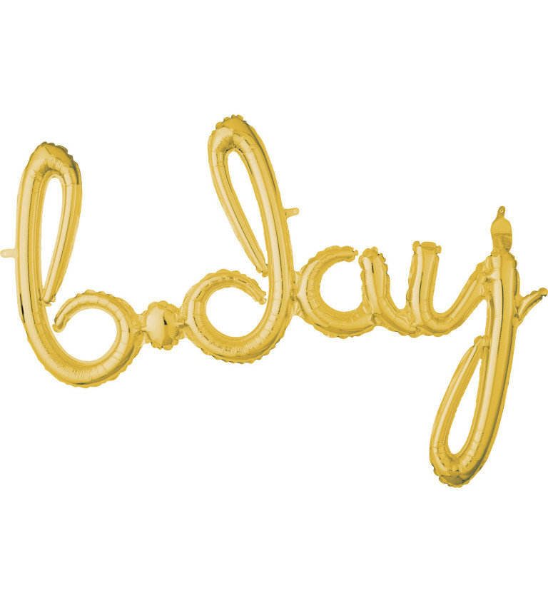 Fóliový balónek - zlatý nápis "b-day"