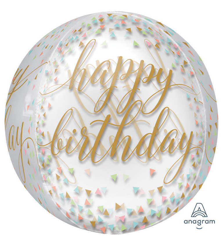 Bílý balón - Happy Birthday