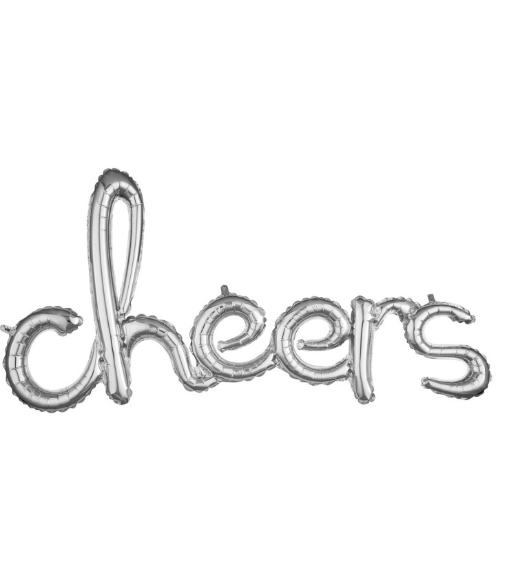 Fóliový balónek - stříbrný nápis "cheers"