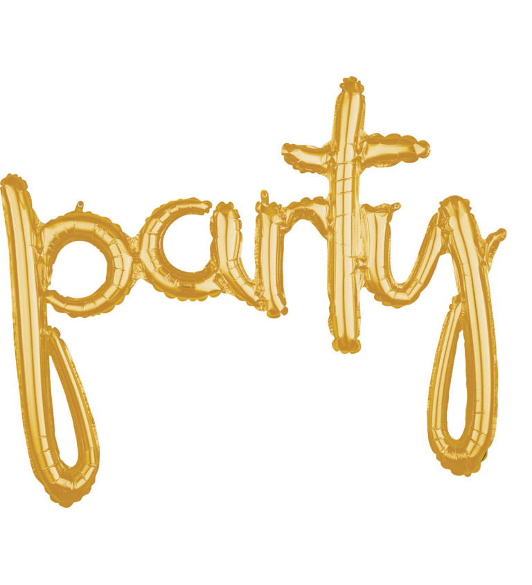 Fóliový balónek - zlatý nápis "party"