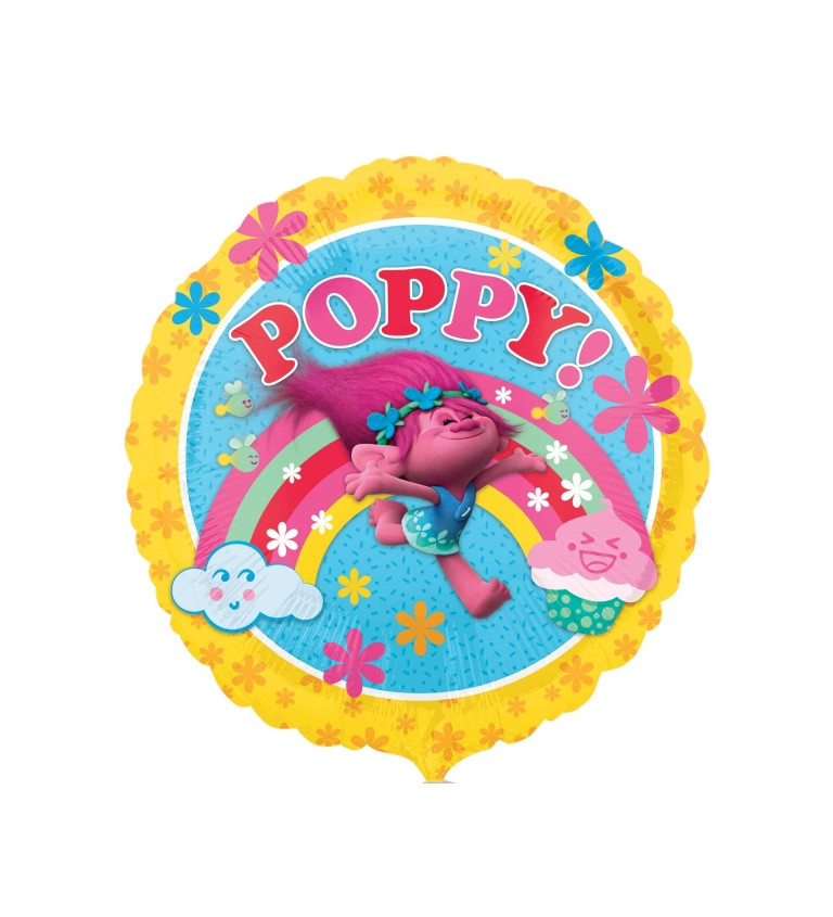Fóliový balónek - kulatý s nápisem "POPPY!"