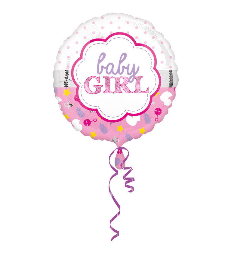 Růžový fóliový balónek Baby Girl