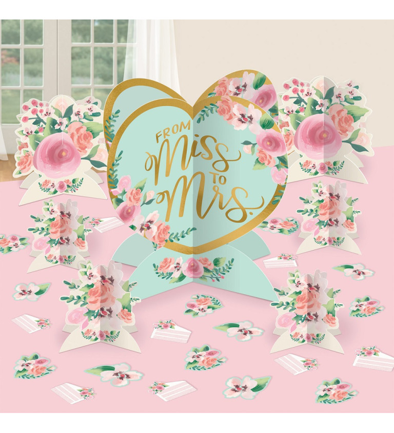 Mint Mr&Mrs dekorace