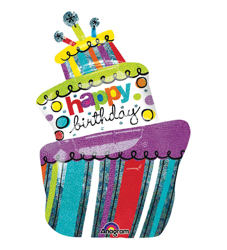 Fóliový narozeninový balónek - barevný dort