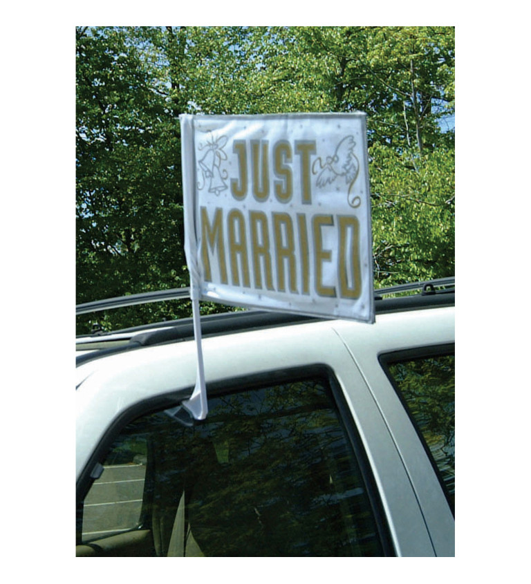 Svatební vlajka na auto - Just married