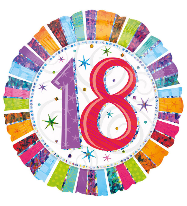 Fóliový balónek narozeninový - malý, kulatý s číslem 18