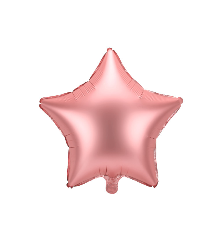 Fóliová saténová hvězda - rose-gold balonek