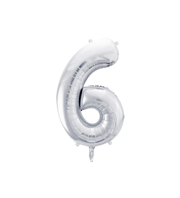 Fóliový balónek číslo 6 - stříbrný