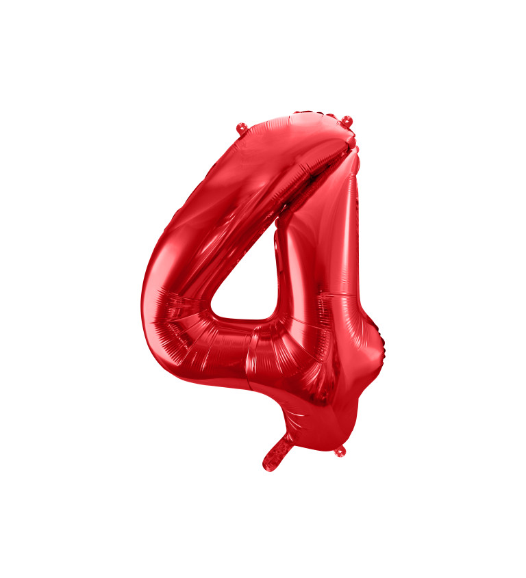 Fóliový balónek číslo 4 - červená