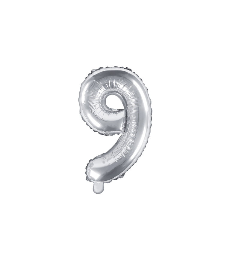 Fóliový balónek - stříbrné číslo 9