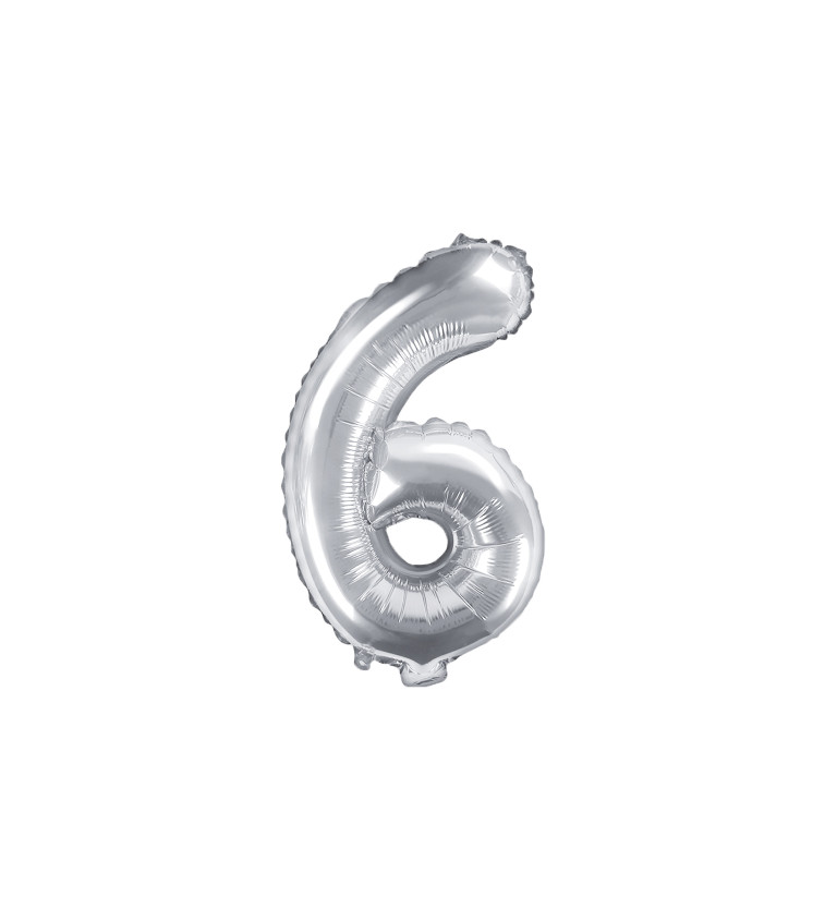 Malá stříbrná číslice 6 - balonek