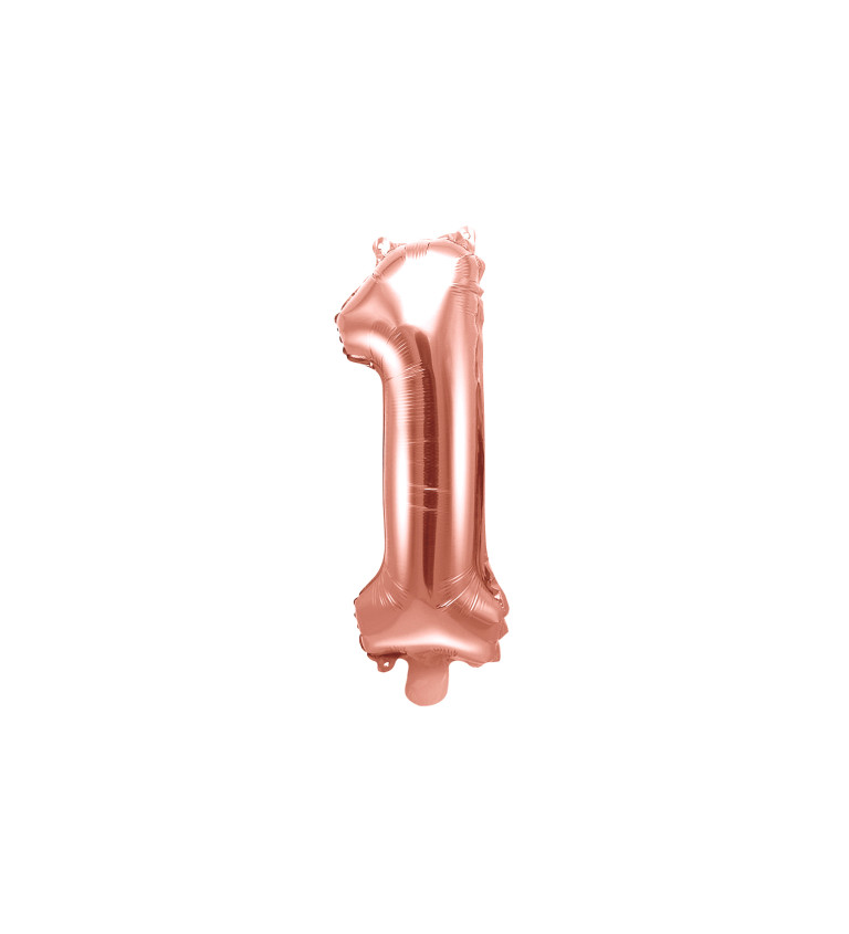 Fóliový balónek - růžově zlaté číslo 1
