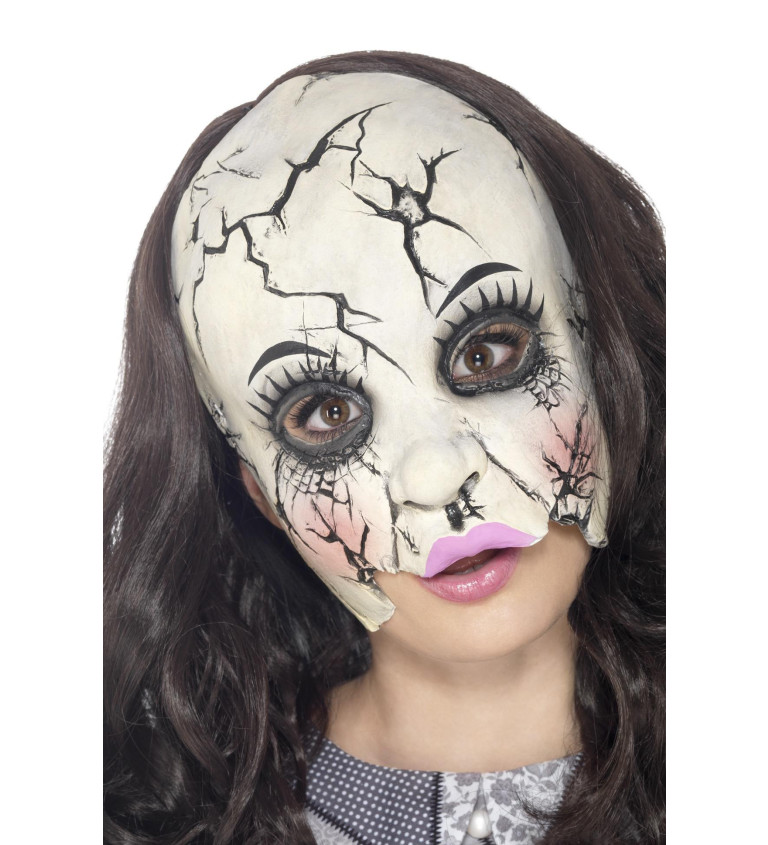 Maska halloween - rozbitá panenka