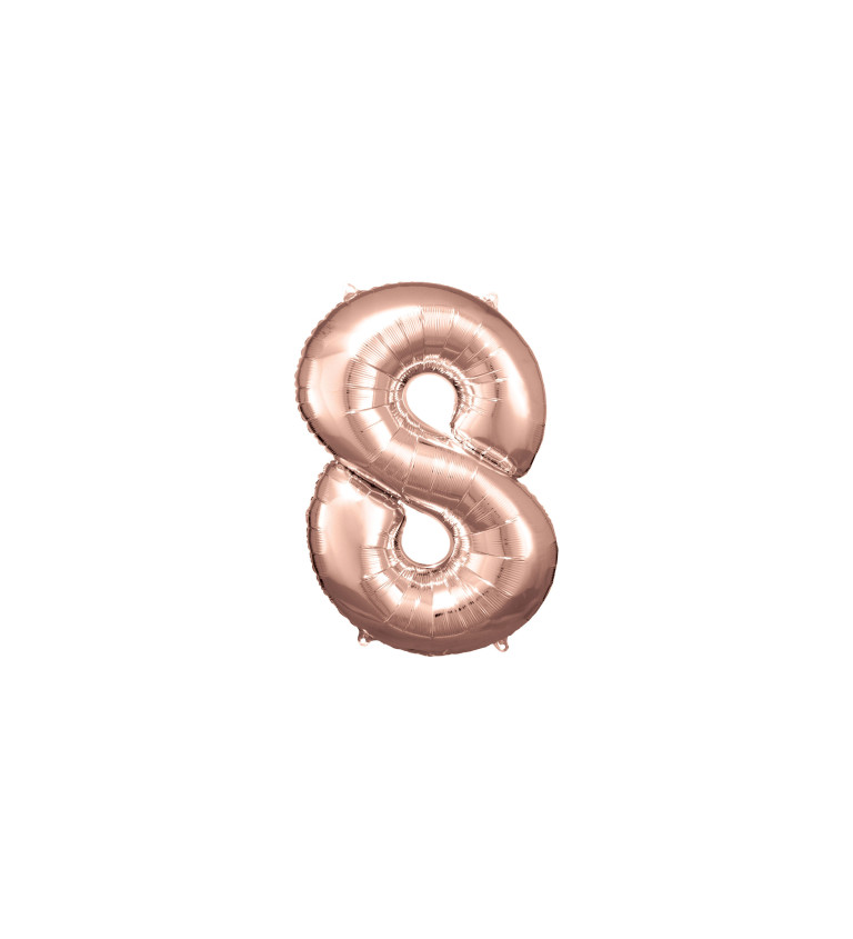 Fóliový balónek - růžově zlaté číslo 8