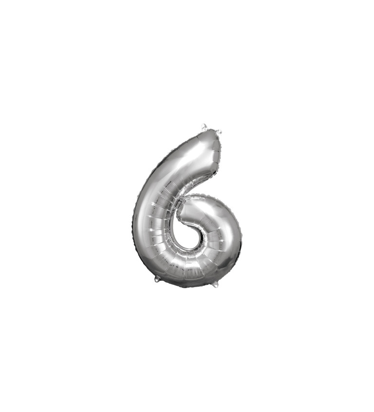 Fóliový balónek - stříbrné číslo 6