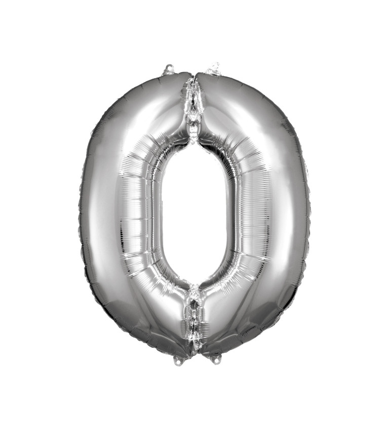 Fóliový balónek - stříbrné číslo 0