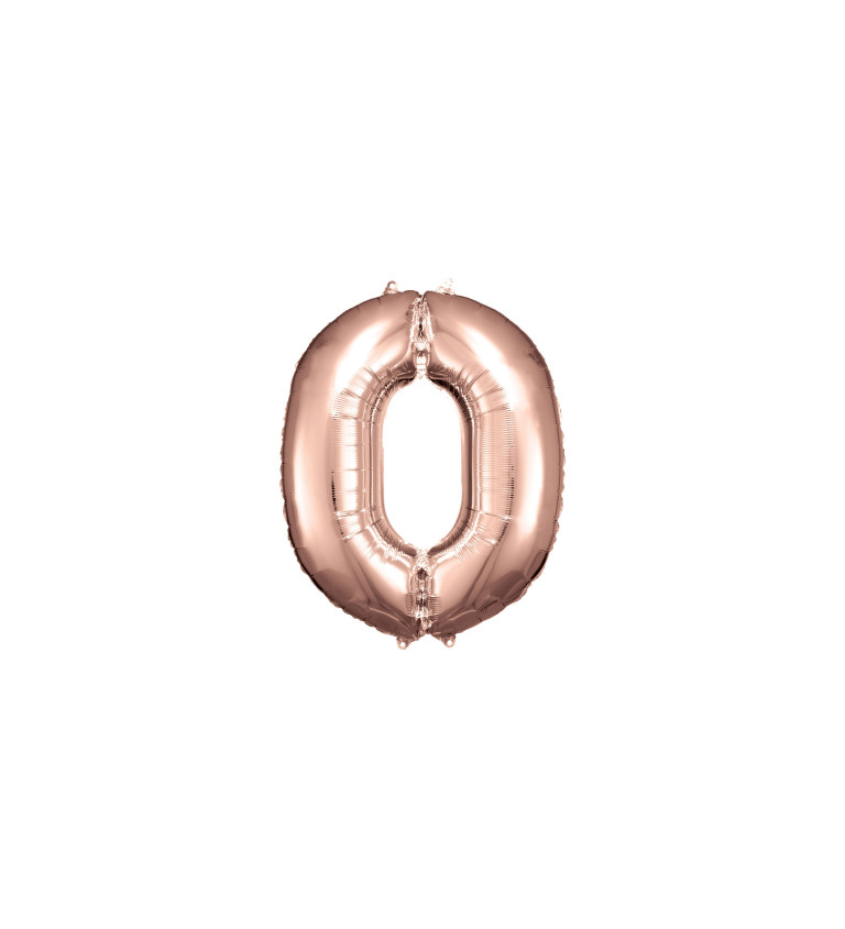 Fóliový balónek  - růžově zlaté číslo 0