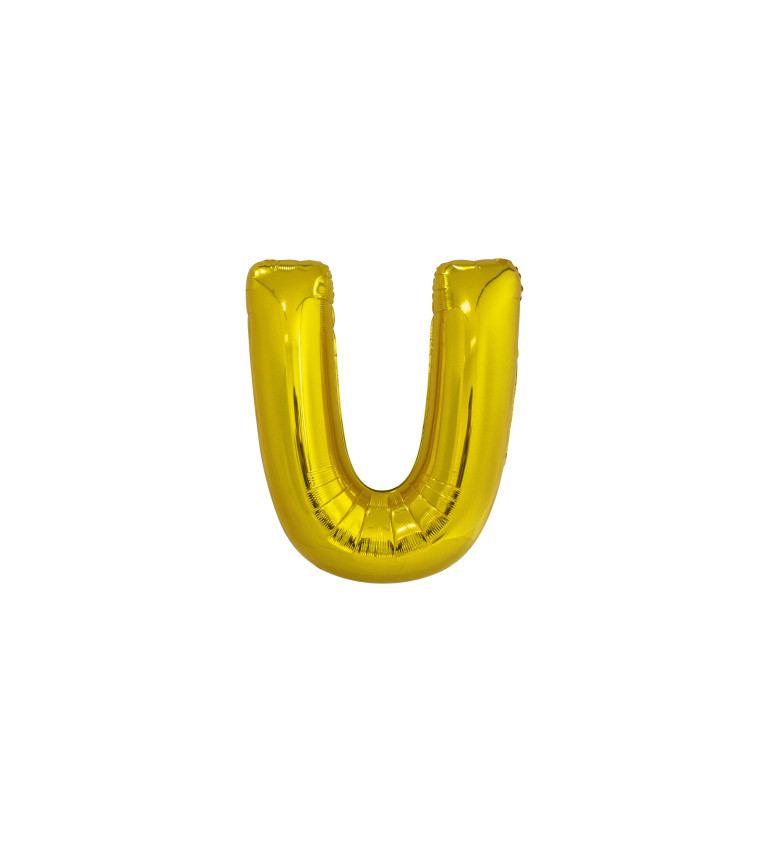 Zlatý balónek s písmenem 'U'