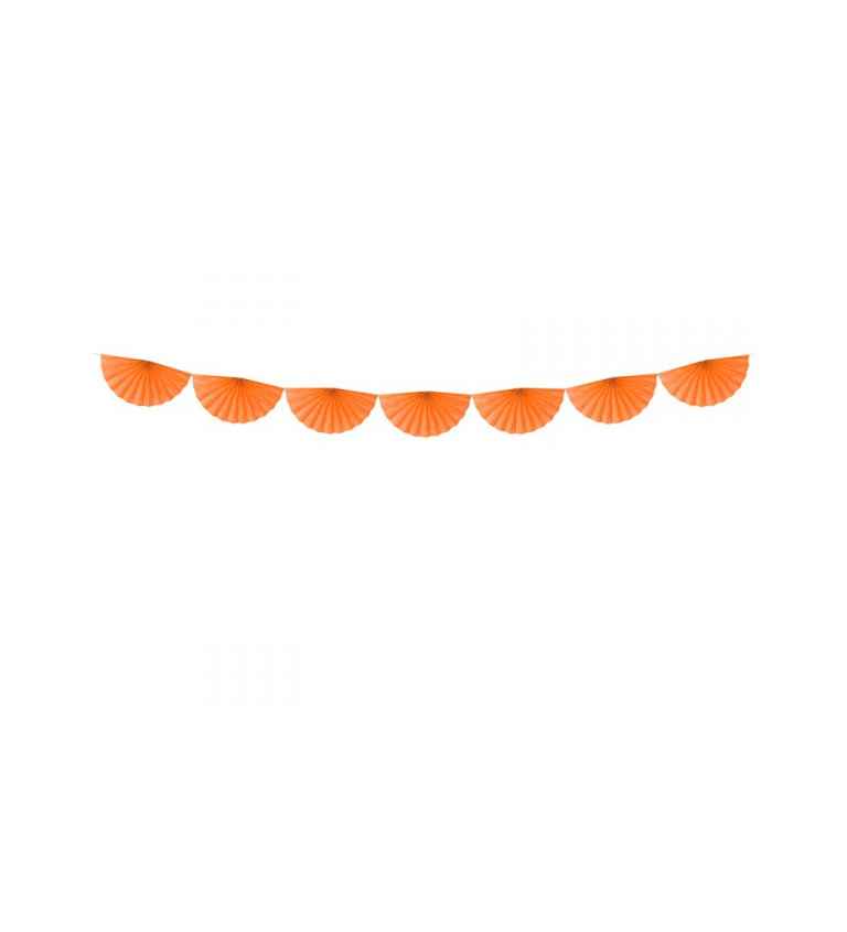 Girlanda - vějířky oranžové menší