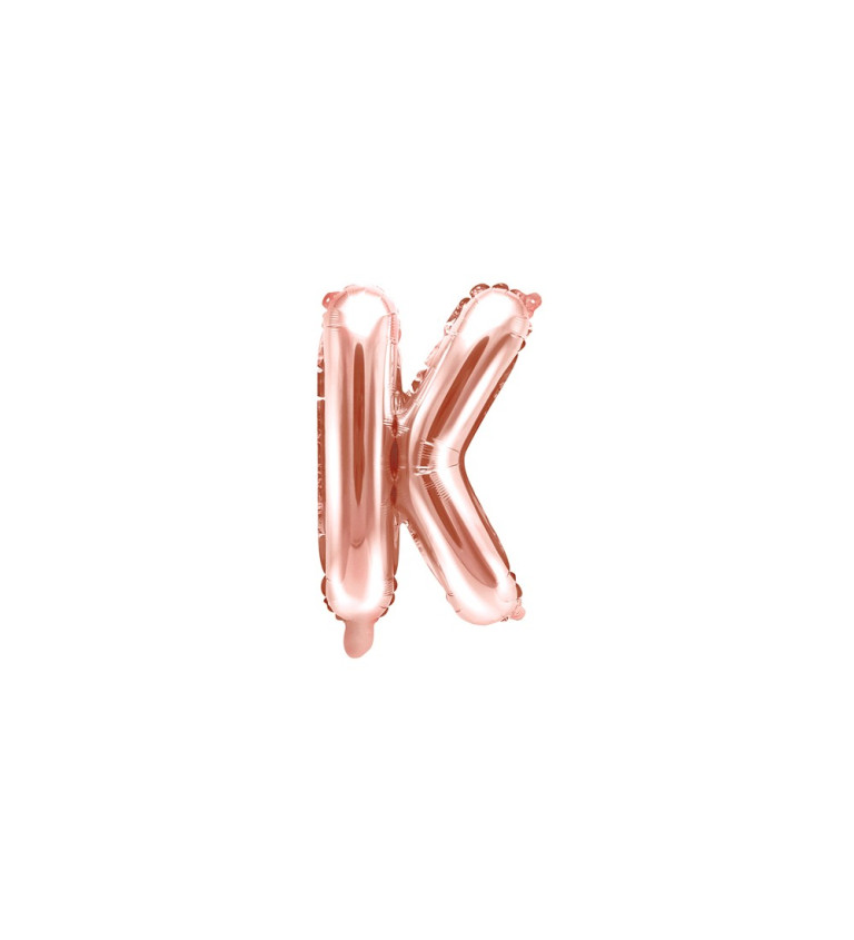Fóliový balónek malý - růžově zlaté písmeno K