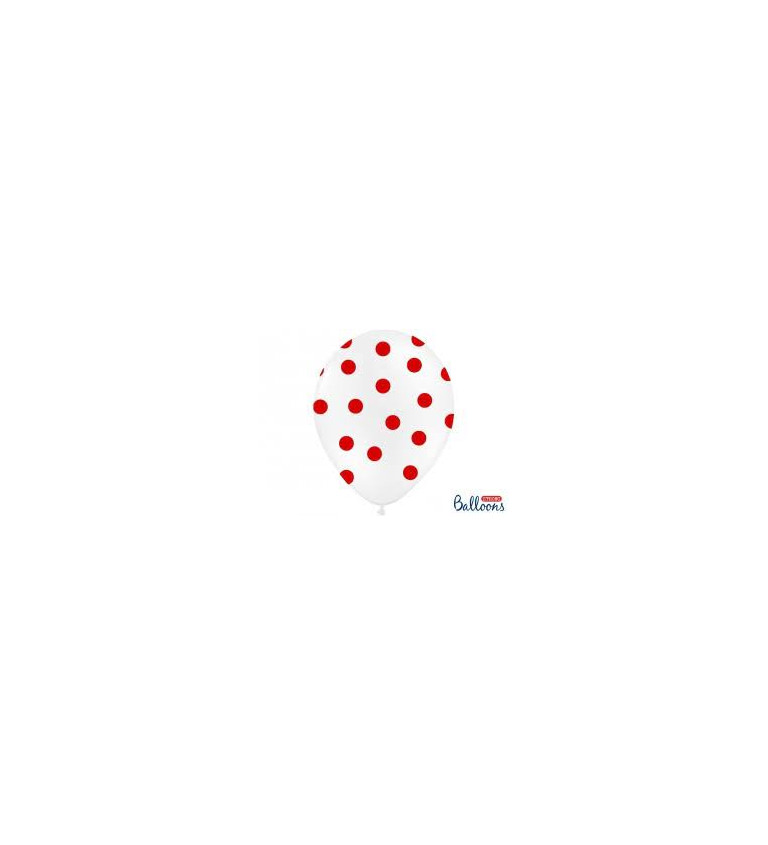 Balonek - bílý s červenými puntíky 50 ks