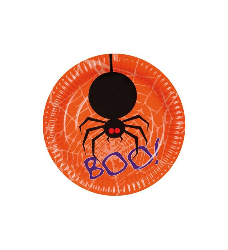 Talířek na Halloween s motivem pavouka