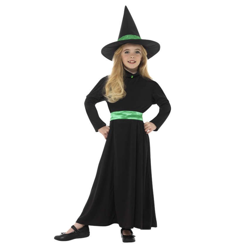 Dětský kostým "Černá čarodějka"