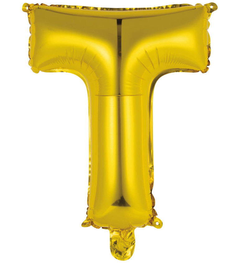 Fóliový mini balónek T - zlatý